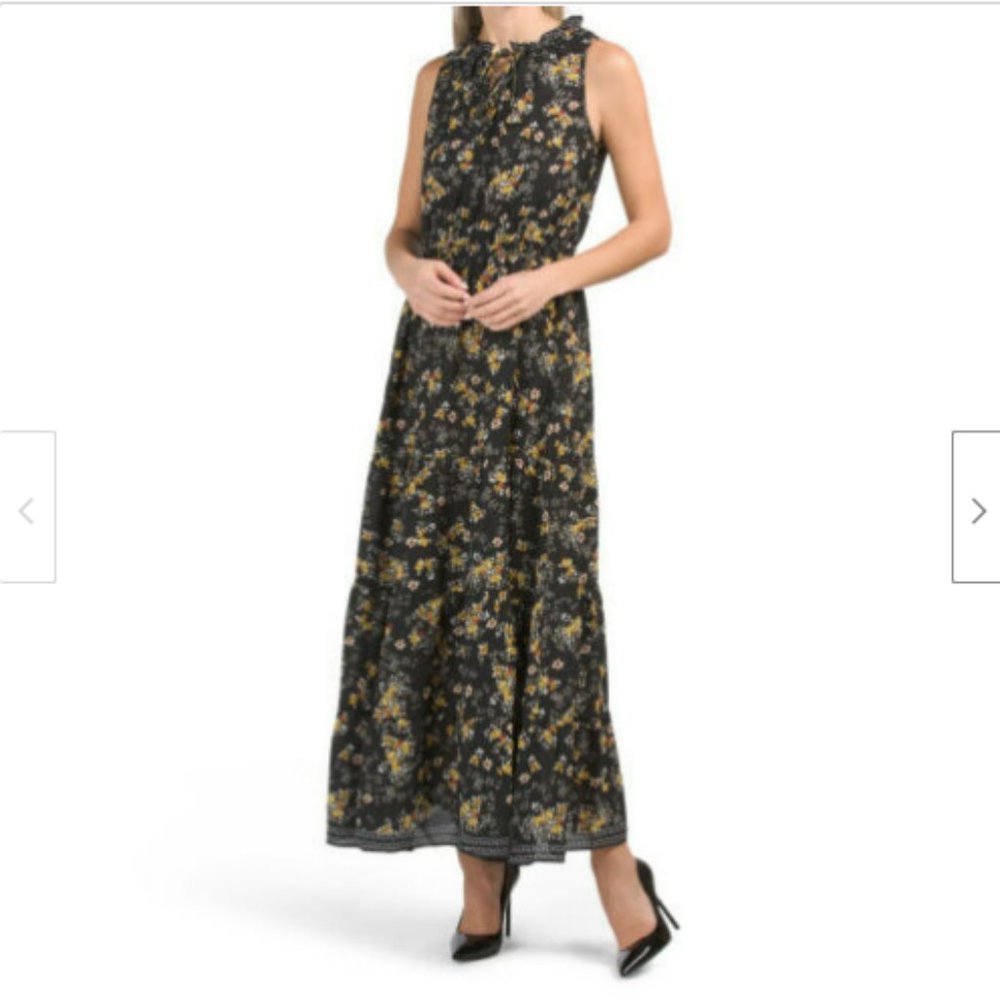 NWT $138 MAX STUDIO Crepe Tiered Maxi Dress